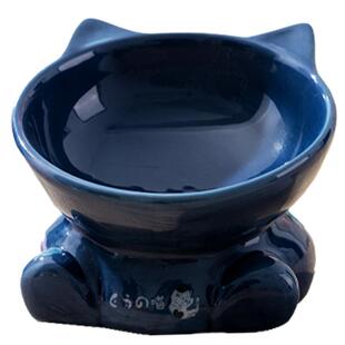 猫碗陶瓷大口径高脚猫食盆猫咪饭碗狗碗狗盆喝水碗幼猫宠物斜口碗