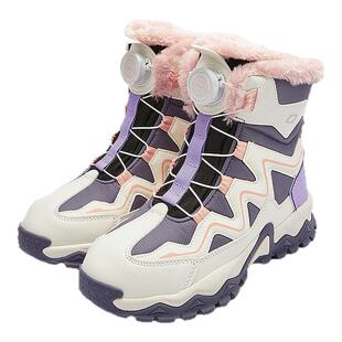 巴拉巴拉童鞋儿童运动靴女童加绒保暖儿童运动鞋冬防滑靴子旋钮扣