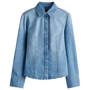 【博主推荐】HM女装衬衫春季修身内搭长袖通勤牛仔衬衫1298810