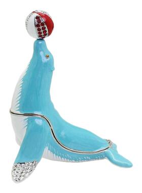 珐琅彩合金轻奢海狮摆件海洋风创意装饰品客厅书房桌面工艺品