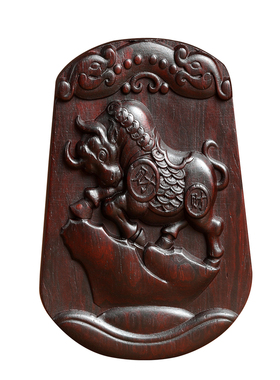 小叶紫檀木十二生肖牛吊坠