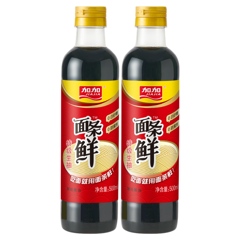 加加面条鲜500ml特级生抽拌面火锅调味提鲜180天黄豆酿造炒菜酱油