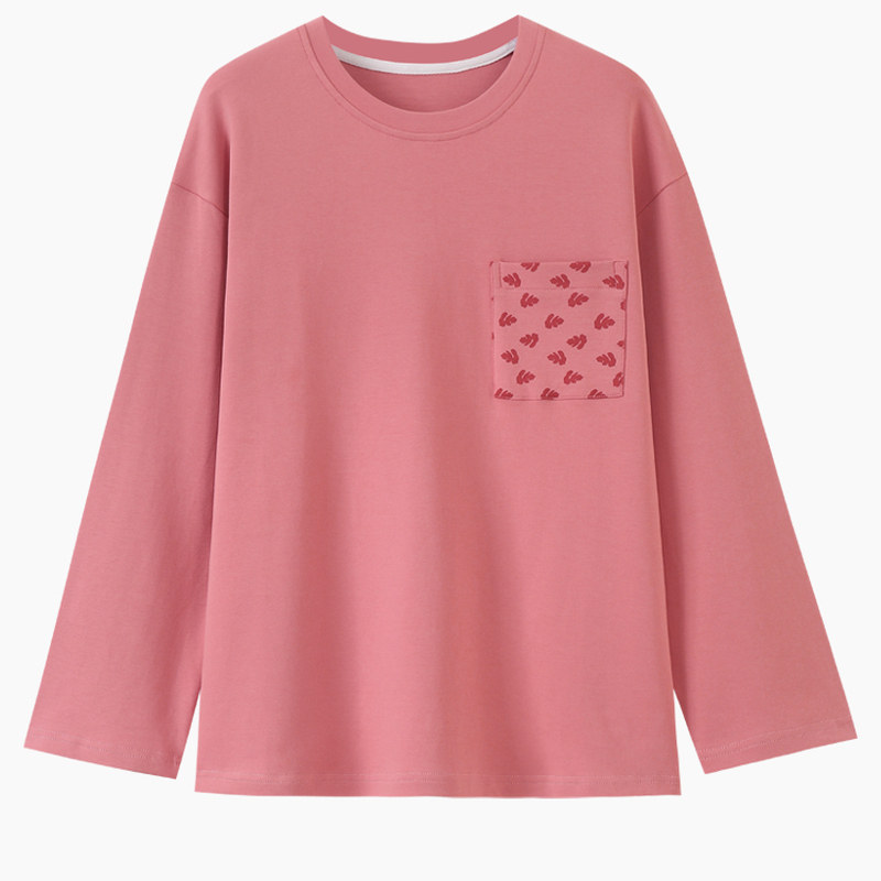 单上衣春秋新款长袖纯棉套头睡衣女圆领加肥大码可外穿家居服XXXL