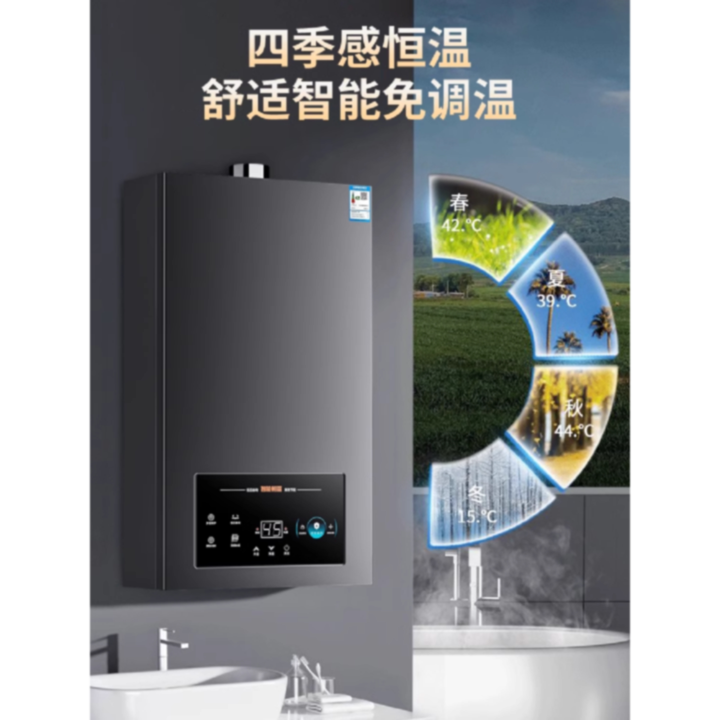 荣事达天然气燃气热水器家用12L恒温液化气煤气强排式即热式洗澡
