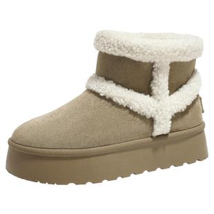 人本雪地靴女2025冬季新款加绒加厚防水防滑厚底东北户外保暖棉鞋