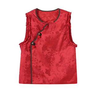 小众设计感背心洋气独特年轻上衣减龄俏皮可爱国风红色新中式马甲
