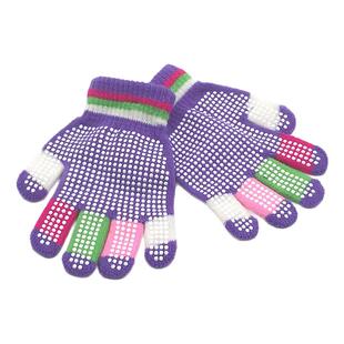 健羚彩色学生户外运动滑雪防滑圆点颗粒胶印手套儿童针织保暖手套