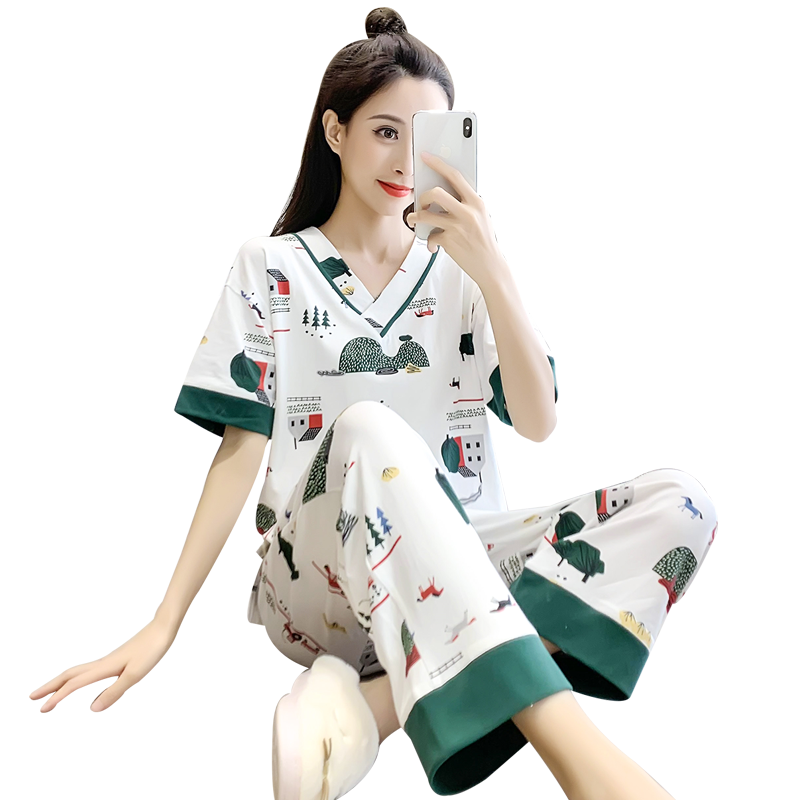 夏天短袖纯棉睡衣2023年新款女