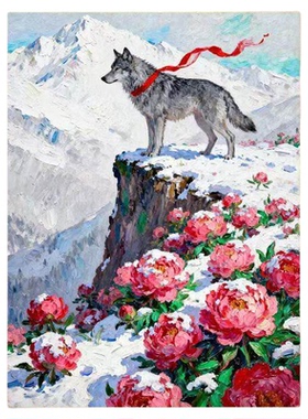 雪中狼王重返狼群装饰画治愈系
