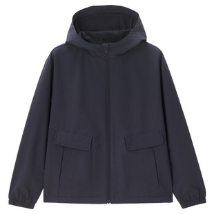 佐丹奴外套女装纯色梭织多口袋网里连帽风衣外套 05373062