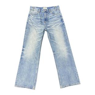 TBR重置内华达水洗飘逸猫须蜂窝冰蓝501宽松版直筒cleanfit牛仔裤