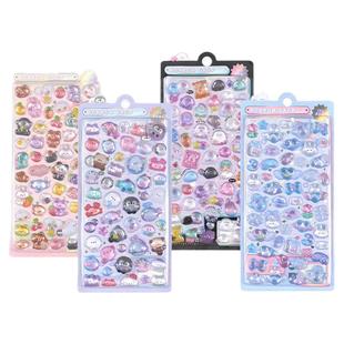 儿童贴纸女孩3d立体浮雕贴卡通动物宝石水晶贴高透明贴纸可爱咕卡贴画玩具趣味手账素材手机壳DIY装饰小图案