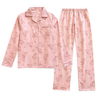 儿童春秋纯棉绒布睡衣套女童长袖长裤全棉磨毛印花卡通可爱家居服