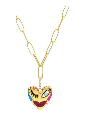 SAHI情人之眼珐琅心形项链