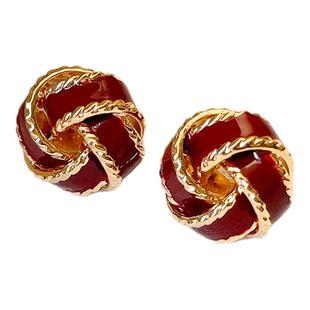 红色同心结耳钉女2026新款耳环高级感复古独特适合冬天的新年耳饰