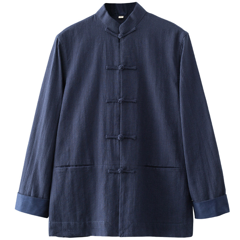 亚麻唐装男春秋复古居士服中老年