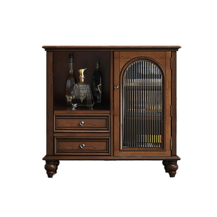 美式全实木餐边柜茶水柜复古厨房储物柜欧式小户型客厅靠墙边柜