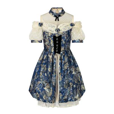 LULUALWAYS【商场同款】洛丽塔复古宫廷甜美立领连衣裙