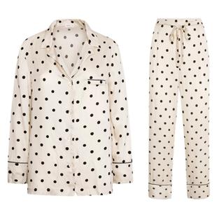 oysho同款波点燕麦睡衣长短袖男女薄款套装棉绸家居服可外穿情侣