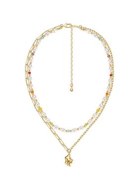 三倍微醺梦幻彩虹花苞珍珠双层链