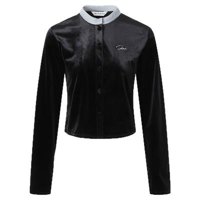 JAC FLEURANT2025秋季款闪粉领口拼接黑色丝绒外套短裤套装女士