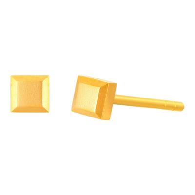 黄金耳钉小方块耳饰养耳洞5G足金