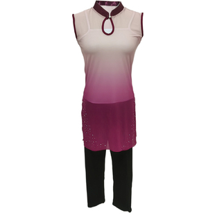 儿童练功服中国风古典舞蹈服少儿考级体型服民族舞蹈身韵纱衣红色