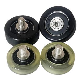 聚氨酯包胶轴承带不锈螺杆耐磨橡胶轮pu轮高速静音软胶轮608滚轮