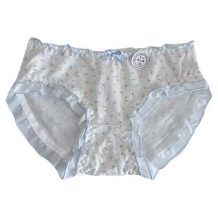 5条蓝白色10A抗菌内裤女生纯棉底档中腰日系甜美蕾丝边A类少女士