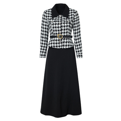 海青蓝翻领套装两件套