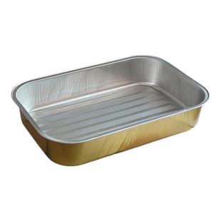 铨威金色锡纸盒批铝箔快餐盒可降解外卖打包盒烤箱铝箔纸盒带盖子