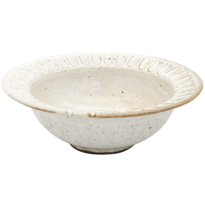 日本制手作粗陶刻纹麦片碗咖啡杯