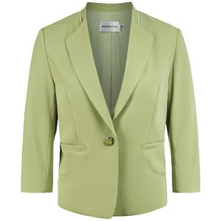 名师路七分袖西装外套女上衣春季新款一粒扣夹芽撞色通勤