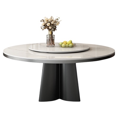 蒂梵拉意式轻奢岩板圆形餐桌