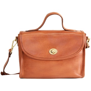 葱木 新中式vintage复古日系小众邮差包真皮单肩斜挎手提质感通勤