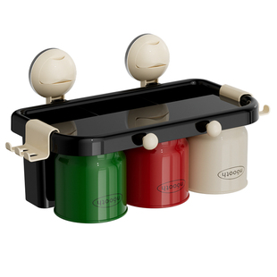 诺室吸盘牙刷置物架漱口杯壁挂式免打孔卫生间牙杯电动挂牙刷架子