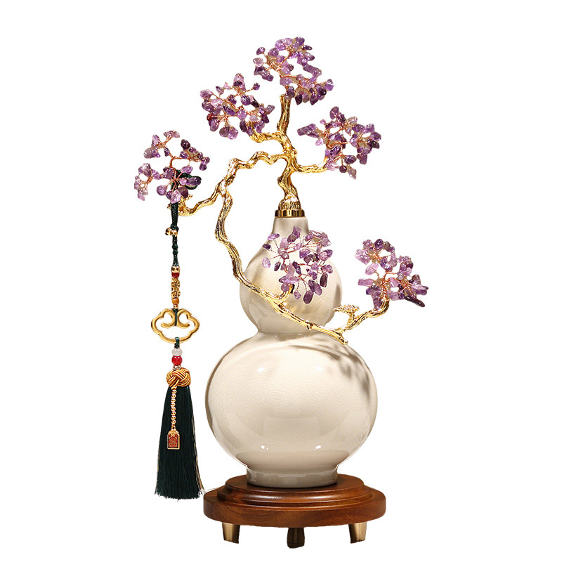 紫气东来水晶葫芦摆件玄关装饰品