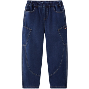 【蓄暖】MQD童装男童加绒牛仔裤25冬季新款儿童保暖弯刀裤长裤子