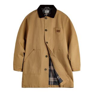 马登工装美式复古密歇根风衣卡其色巴恩风中长款廓形夹克外套男秋