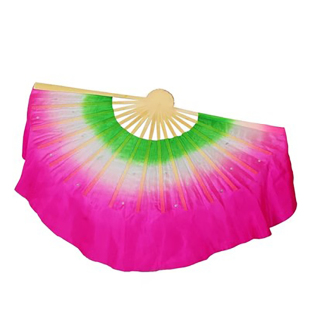 我为祖国画朵花扇子舞蹈扇真丝儿童茉莉花跳舞扇绿白粉玫表演道具