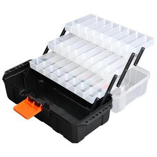 拓为折叠美术工具箱小学生家用工具三层手提儿童多功能编程收纳箱