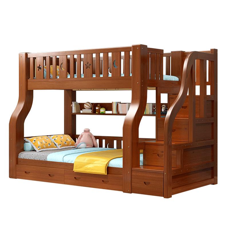 上下床双层床高低床全实木儿童床子母床双人床两层高架木床上下铺
