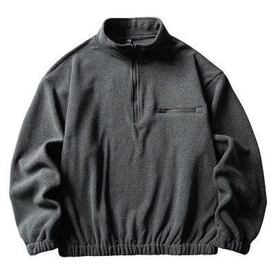 日系复古半拉链亨利领卫衣
