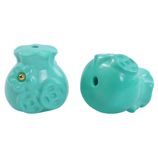 天然菱镁矿绿松石单珠小福袋配珠配饰隔珠背云手工diy配件小滴溜