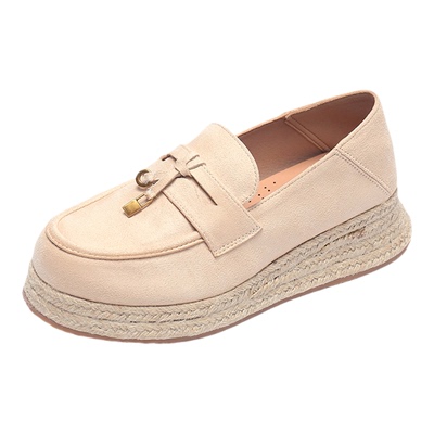 星期六复古草编渔夫鞋厚底女鞋