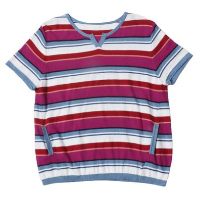 无色无味纯棉蓝紫条纹编织衫