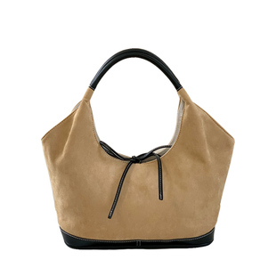 肉肉陈Whiterm韩版秋冬新款女包百搭复古绒面拼接单肩托特大包包