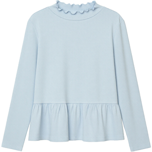 DM100大码百分百女装微胖mm冬季弹力莫代尔磨毛花边收腰T恤打底衫