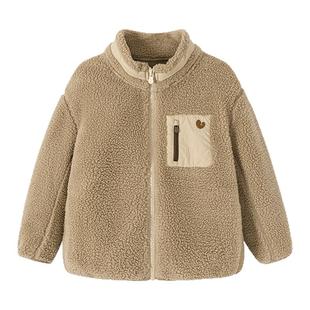 迷你巴拉巴拉男女童亲子抗静电毛绒外套摇粒绒保暖户外风2025秋新