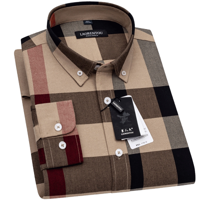 老人头方领长袖全棉衬衫